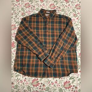 Duluth Trading Co Plaid Shirt - Teal and Rust